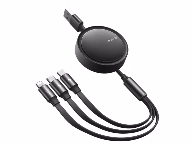 کابل شارژسه سر مک دودو Mcdodo CA-725 3in1 Retractable Charging Cable 1.2M
