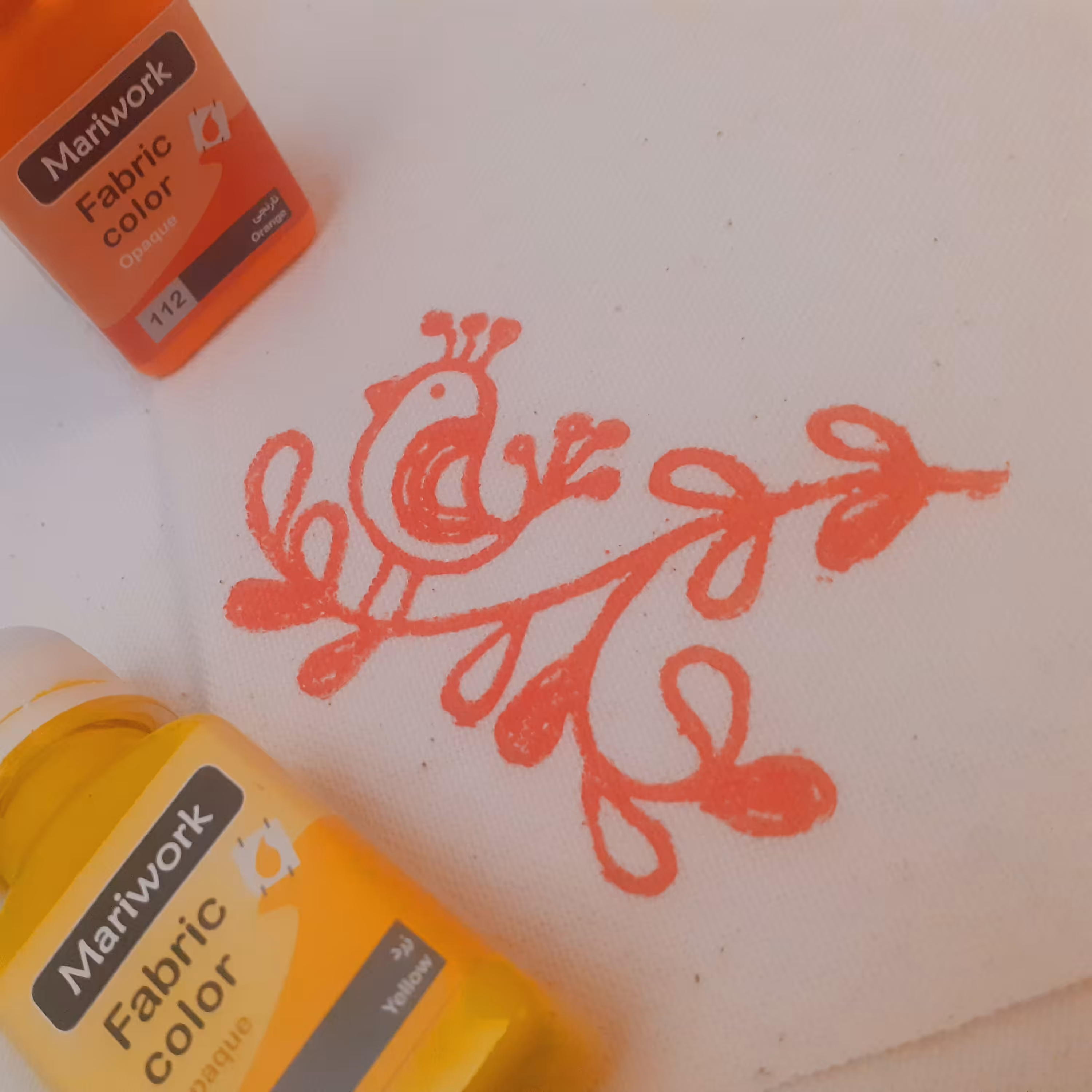 مهر دستساز لینولئوم ،طرح پرنده و شاخه و برگ ،قابل چاپ برروی کاغذ، 