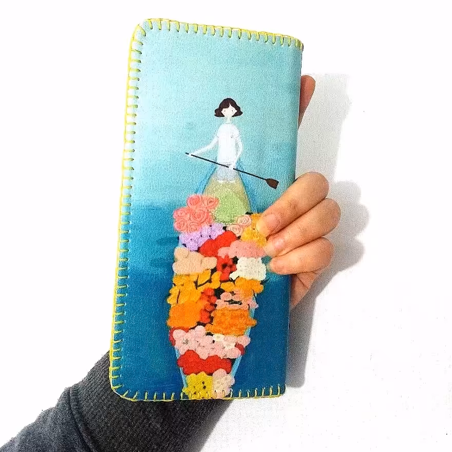 کیف پول دخترانه دست دوز طرح فانتزی