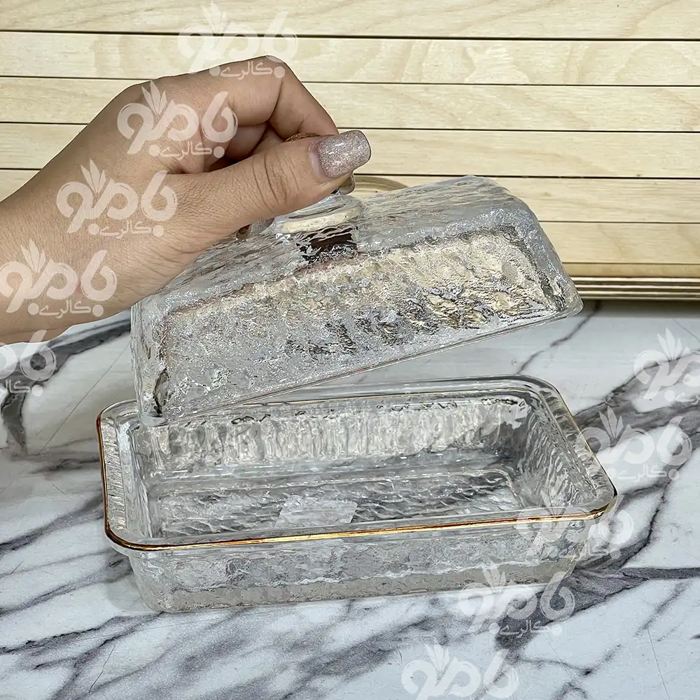 کره خوری شیشه ای برفی لب طلا وارداتی 134