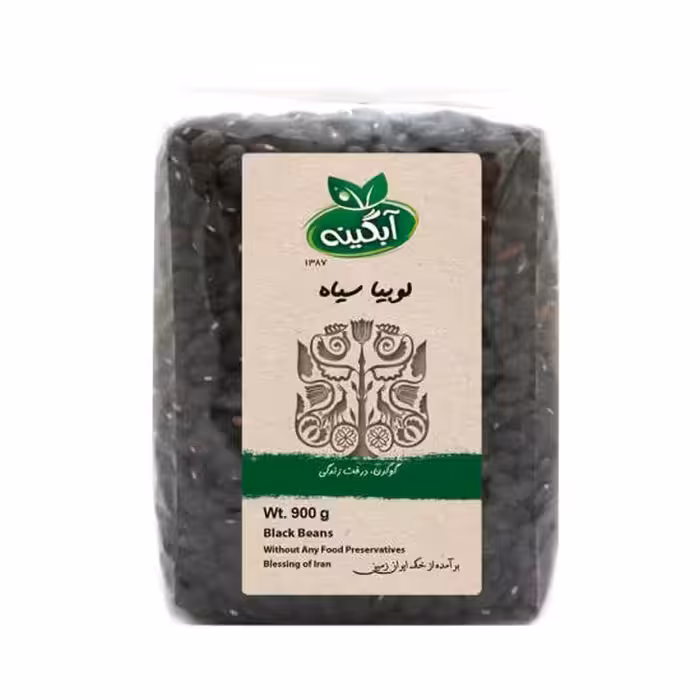 لوبیا سیاه ارگانیک آبگینه 900 گرمی
