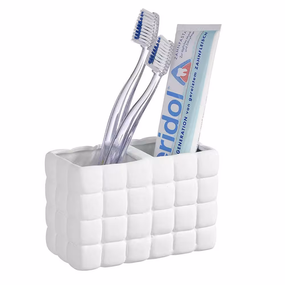 جا مسواکی دوقلو سرامیکی مدل Cube برند ونکو سفید رنگ | ژرمن کالا