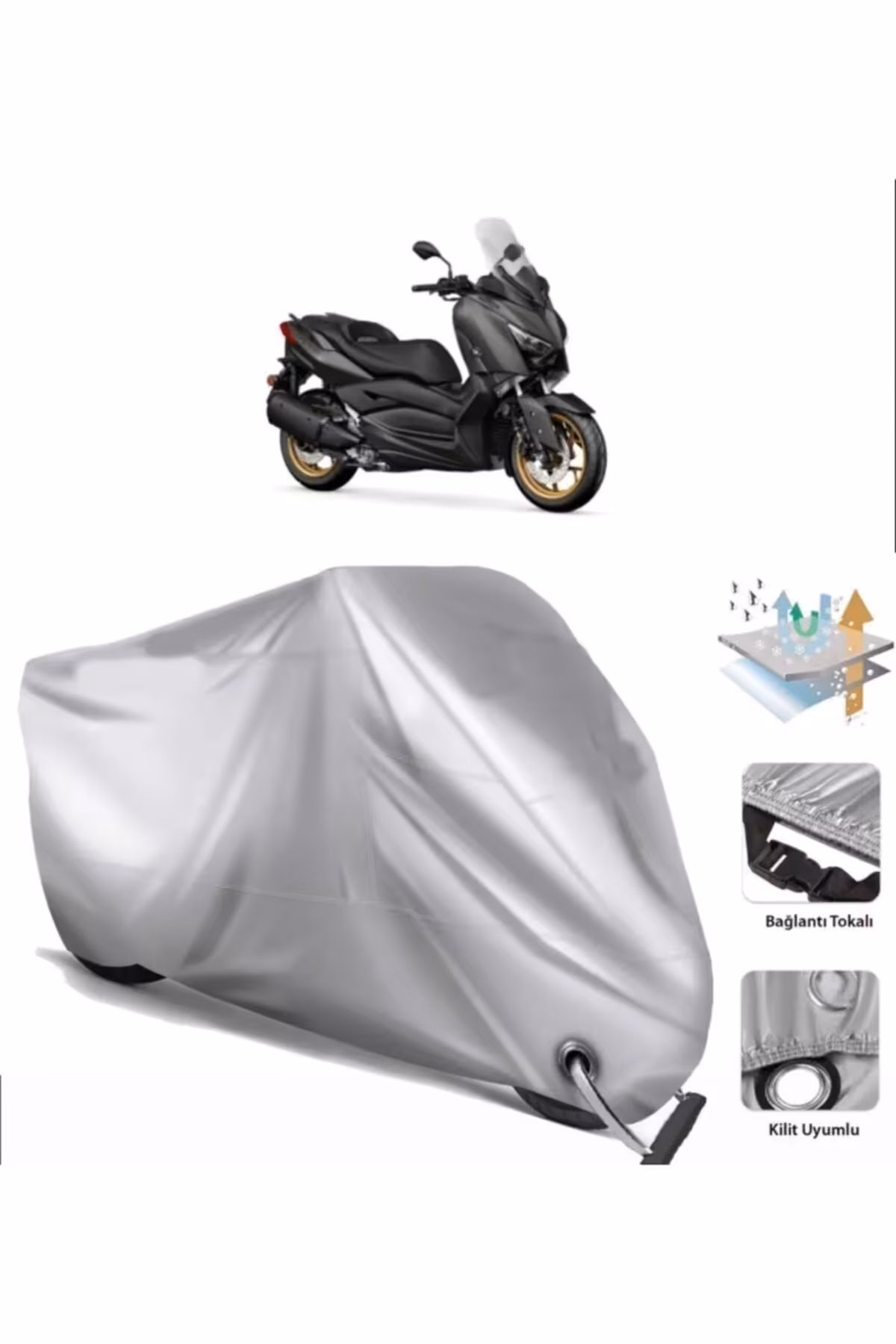 چادر موتورسیکلت YAMAHA X MAX 250 TECH ENGINE TARPLENE BAR سازگار اتصال قفل AutoEN