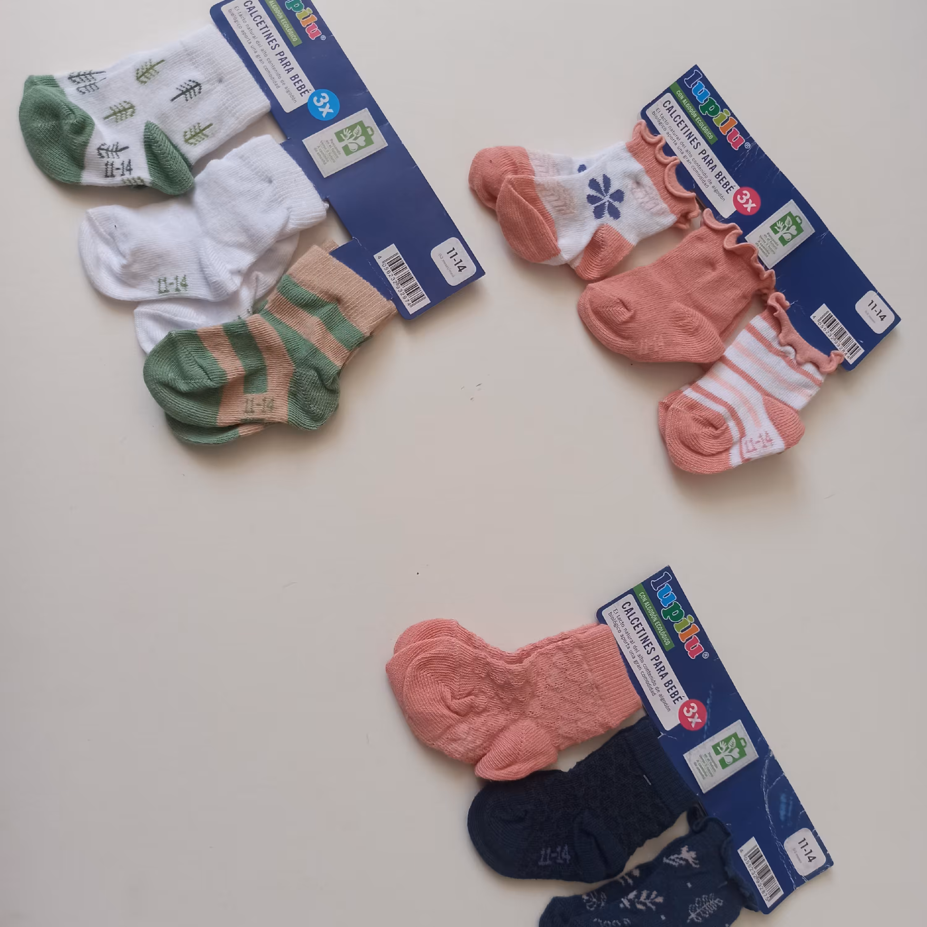 جوراب نوزادی لوپیلو المان سن 0 تا 3 ماه شماره پا 11 تا 14 موقع خرید بگید کدوم پک 