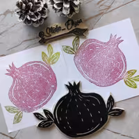 مهر  لینولئوم طرح  انار بزرگ (عکس دوم چاپ روی پارچه)