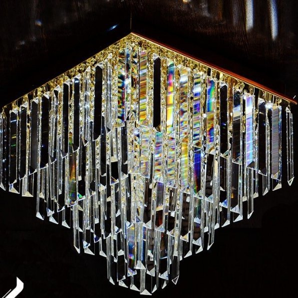 لوستر سقفی کریستالی مربع مدل تمام کاردی رنگ سفید