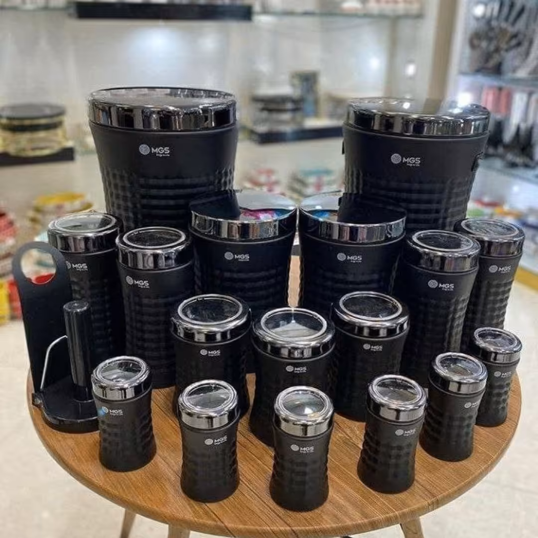 سرویس آشپزخانه 18 پارچه MGS ام جی اس مدل کریستالی رنگ مشکی 