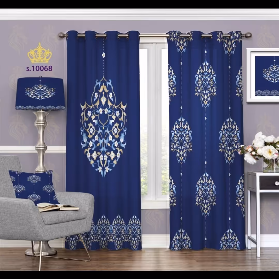 پرده پذیرایی دو قواره طرح اسلیمی کد S10068