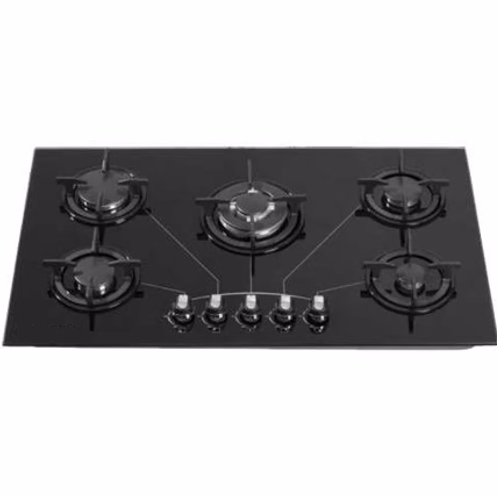 اجاق گاز صفحه شیشه ای 5 شعله چدن گرد با شیشه مقاوم در برابر حرارت