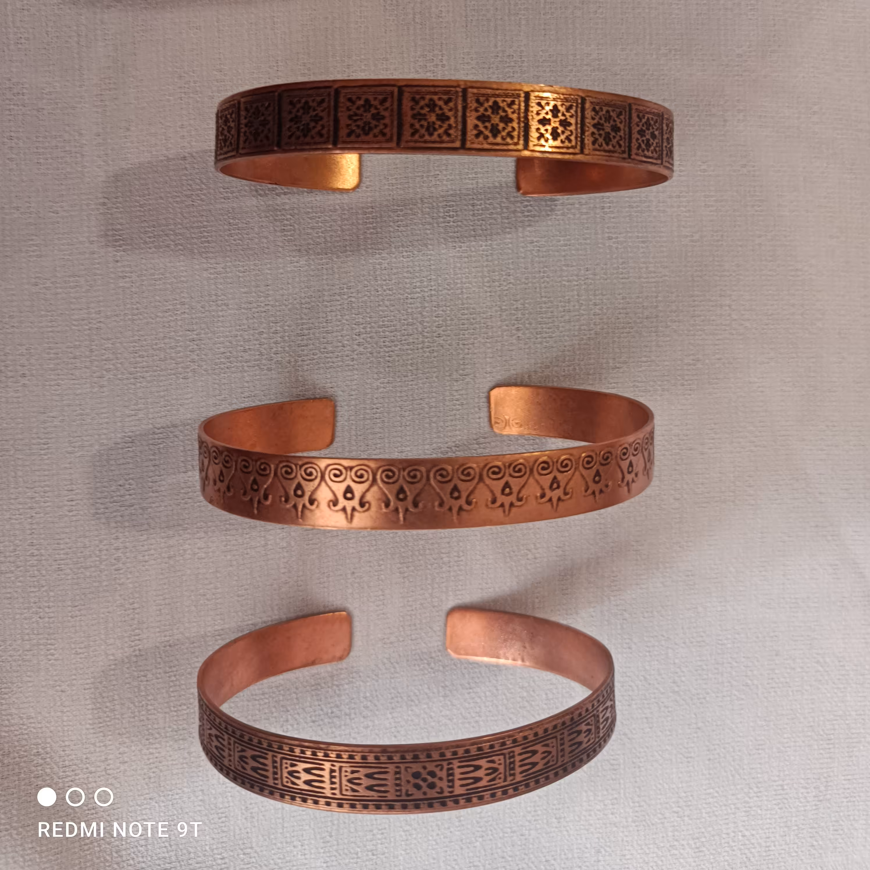 دست بند تمام مس باریک طرح ها سنتی 
