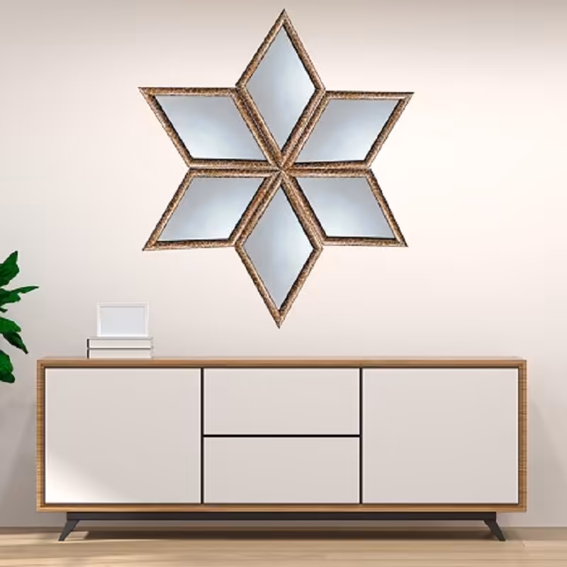 آینه لوزی با قاب طلایی (6 تکه) 