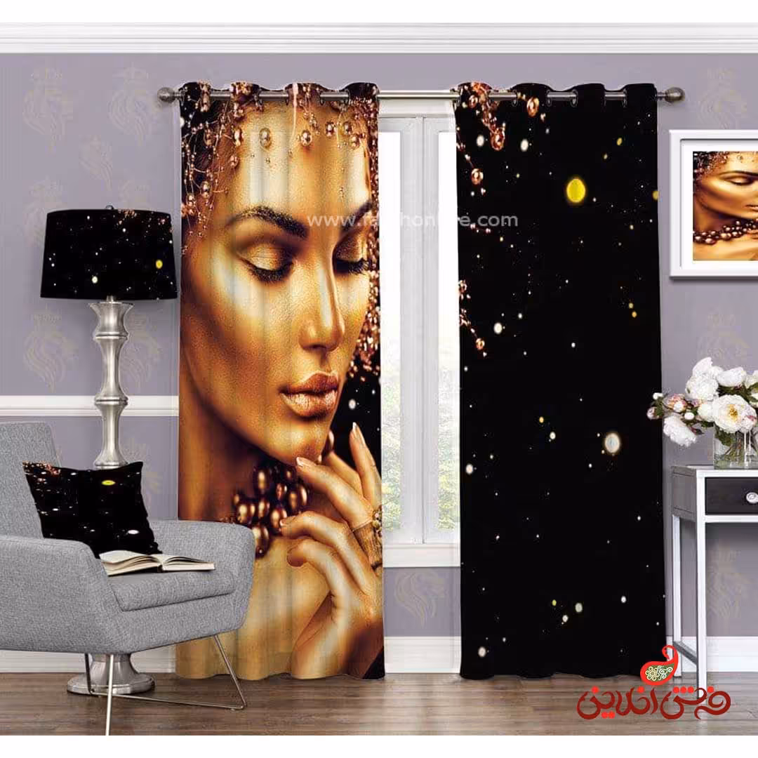 پرده طرح چهره برنز کد 3409