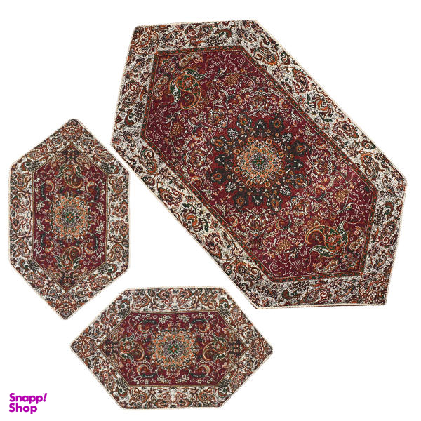 ست 3 تکه رومیزی ترمه مدل قاجار کد ZRS3-3