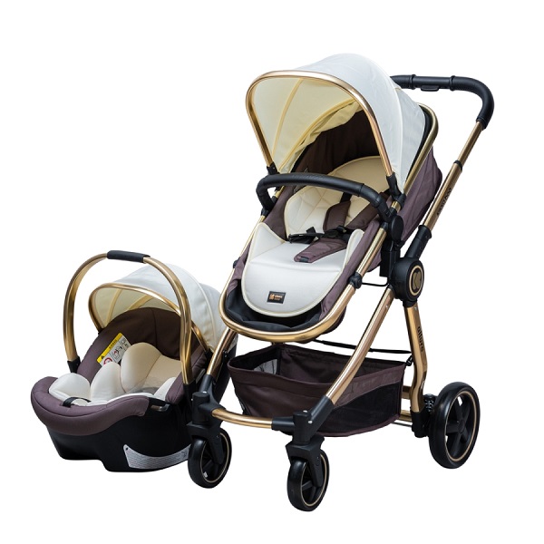کالسکه کریر کیکابو مدل الور بدنه طلایی با جمع شو راحت و سبک kikkaboo Allure Beige