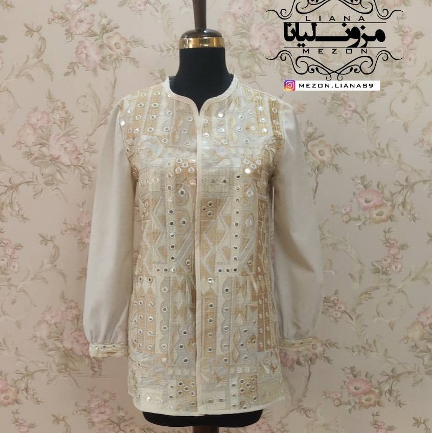مانتو لینن آیینه کاری