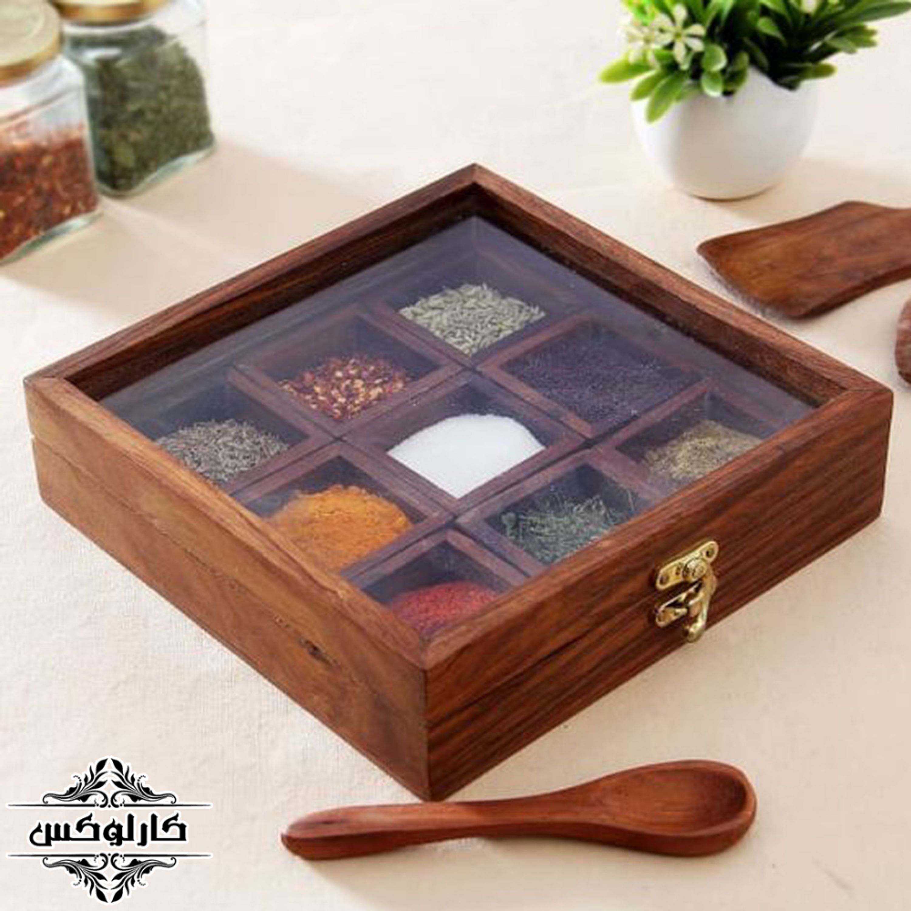 باکس ادویه جات چوبی 9تایی