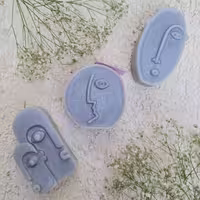 شمع صورتک کوبیسم شوکا (رنگ طوسی، سه تایی)