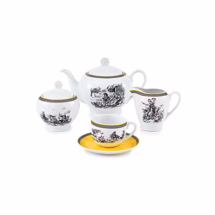 سرویس چینی زرین 6 نفره چای خوری ویلیج (17 پارچه)