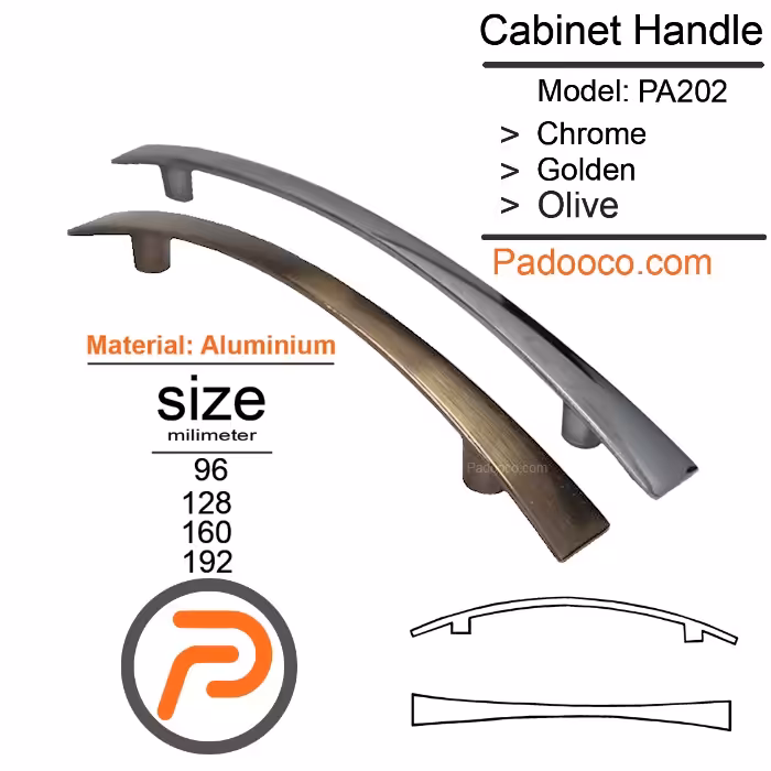 دستگیره کابینت لوکس مدل هلالی PA202