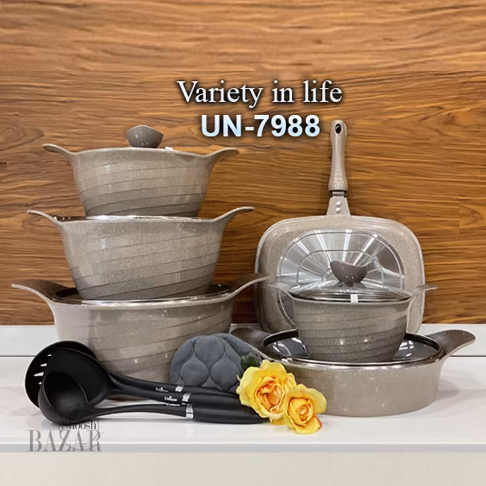 سرویس قابلمه 15 پارچه نسکافه گرانیتی مدل رز یونیک کد 7988