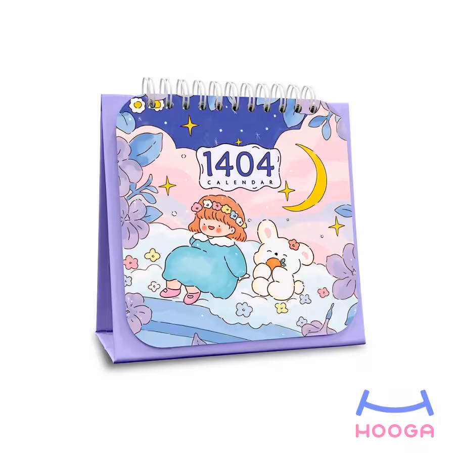 تقویم رومیزی 1404 طرح دختر و ماه