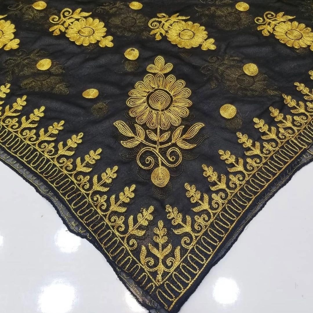 شال حریر هندی(گلابتونی)