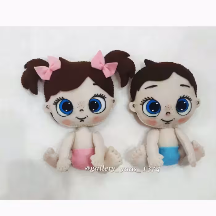 عروسک دست ساز نمدی نوزاد پک دوتایی دختر و پسر