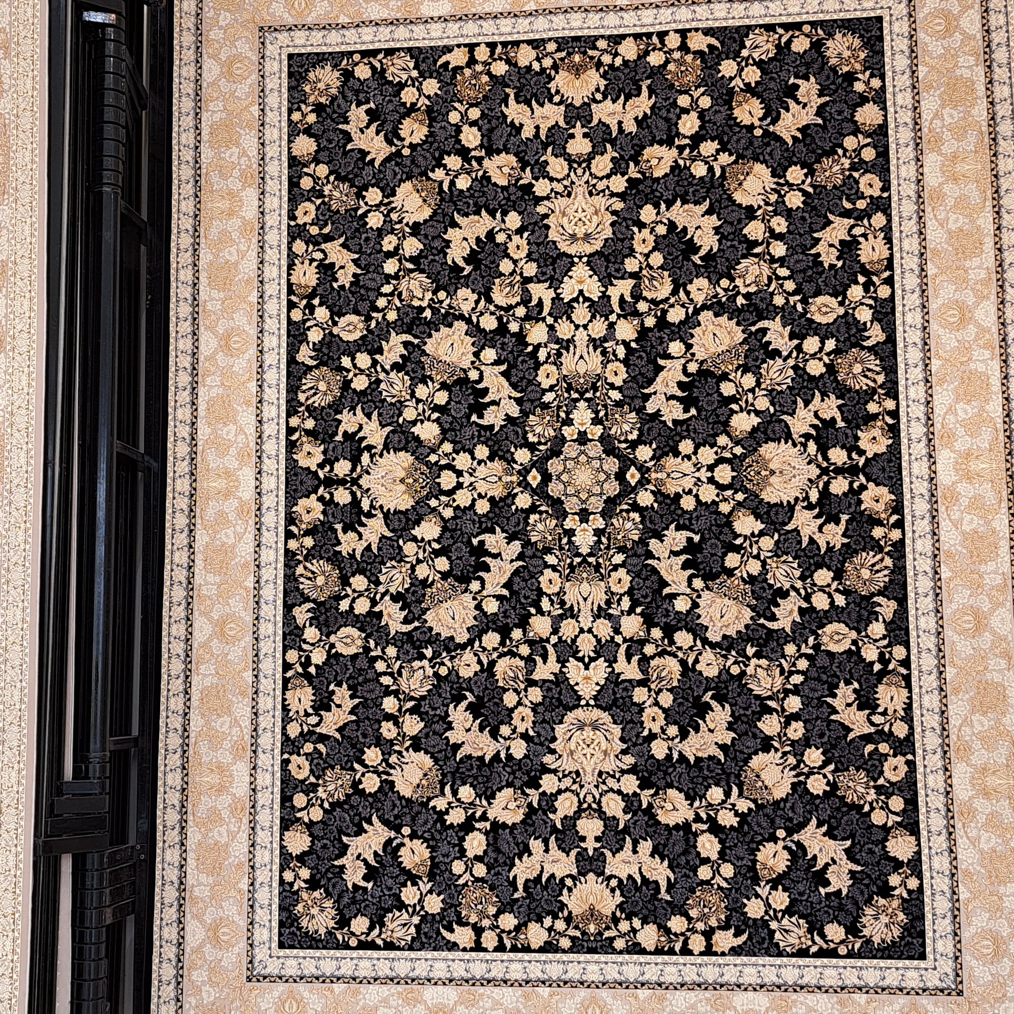 فرش اکرلیک 6 متری 1200 شانه طرح دلکش  رنگ سرمه ای کد A112