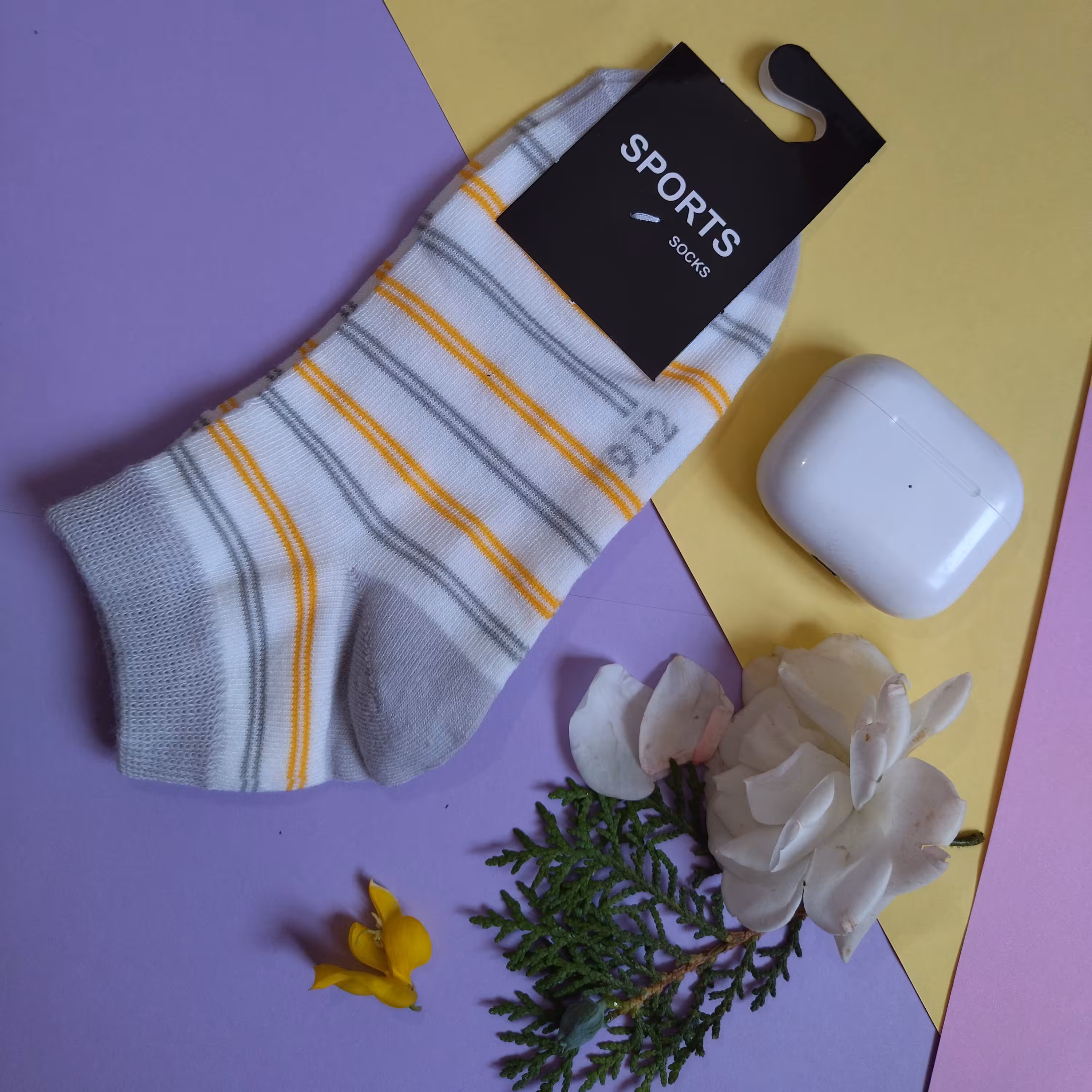 جوراب راه راه طوسی