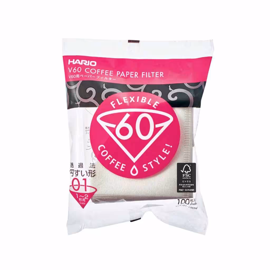 فیلتر کاغذی V60 سفید هاریو 100 عددی