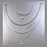 گردنبند سه لاین استیل و دستبند دولاین با آویز سکه