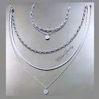 گردنبند سه لاین استیل و دستبند دولاین با آویز سکه