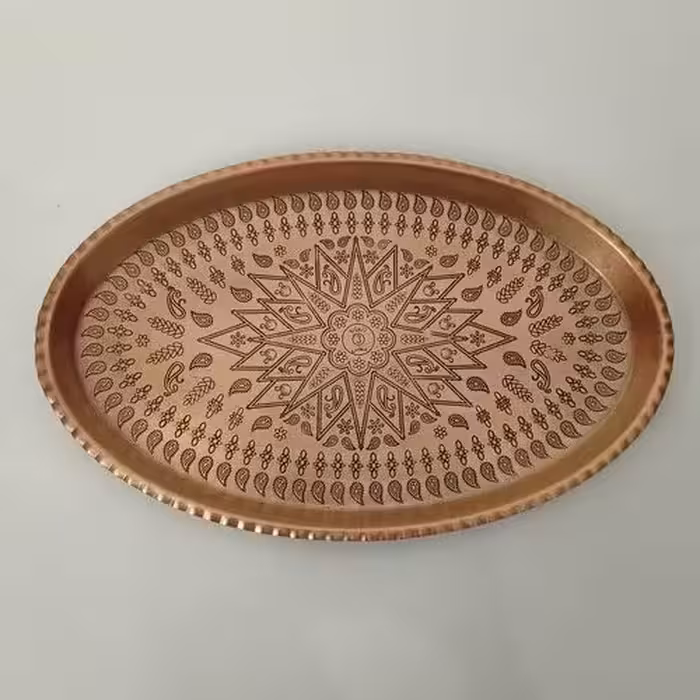 سینی مسی طرحدار بیضی شکل سایز 8  با کیفیت عالی جدید



