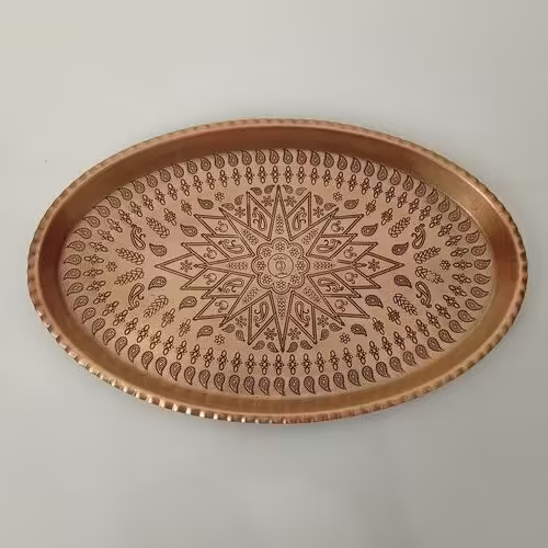 سینی مسی طرحدار بیضی شکل سایز 8  با کیفیت عالی جدید



