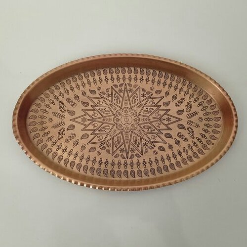 سینی مسی طرحدار بیضی شکل سایز 8 با کیفیت عالی جدید