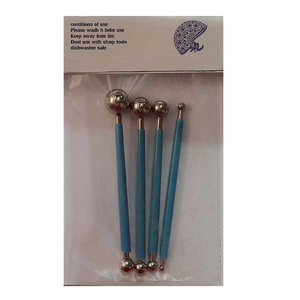 ابزار تزیین فوندانت به گز مدل سمبه کروی مجموعه 4 عددی