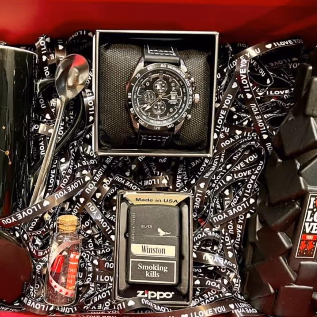 باکس ساعت و دستبند پک ساعت و دستبند باکس هدیه پک هدیه باکس برای کادوی ولنتاین ست ساعت و فندک 