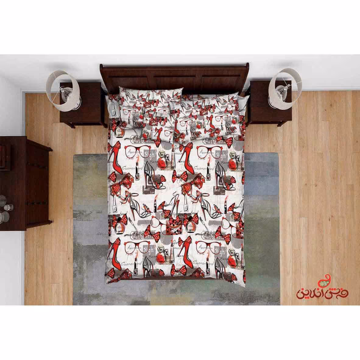 روتختی سه بعدی کلاژ قرمز دخترانه کد 2510