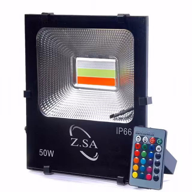 پرژکتور 50 وات هفت رنگ rgb گارانتی یک ساله ایرانی هیت سینک سنگین دارای کنترل برای تنظیم رنگ نور