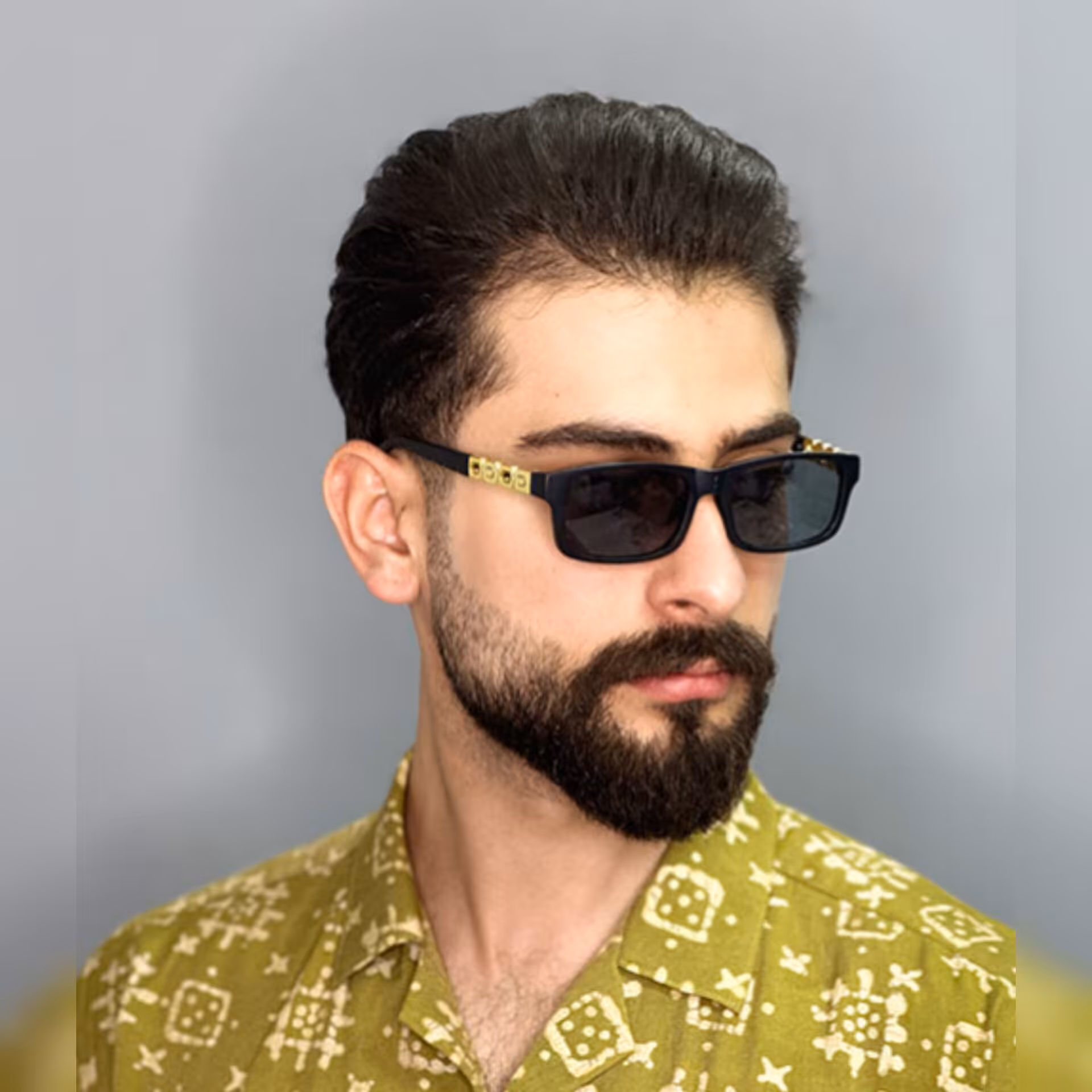 عینک آفتابی مردانه اورجینال مشکی برند گوچی مستطیلی یووی400