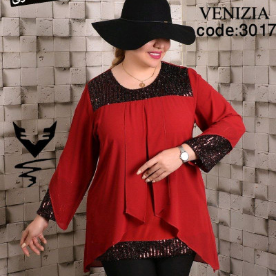 تونیک شومیز مجلسی زنانه سایز بزرگ تا سایز62 کد3017
