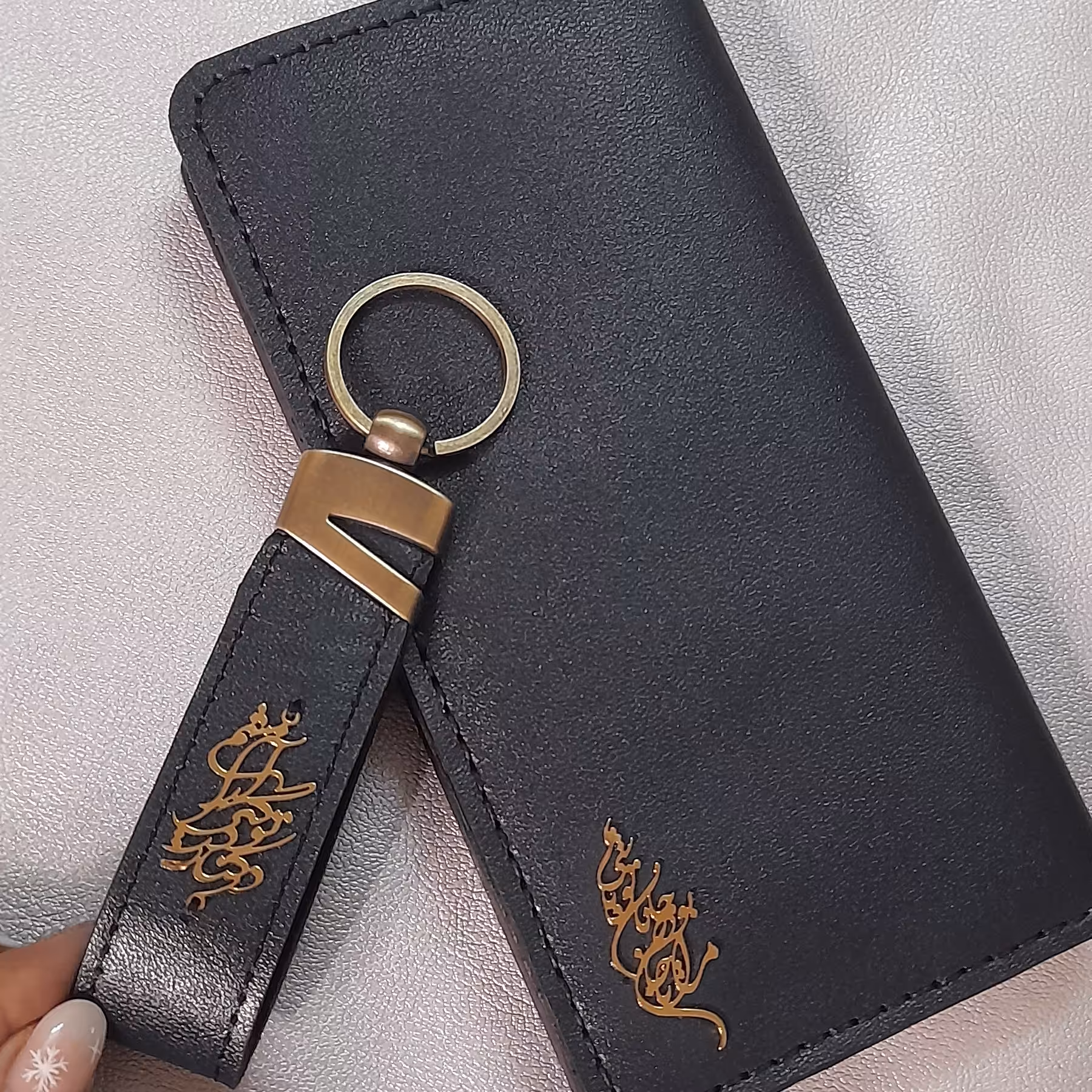 ست کیف پول و جاسوییچی چرم طبیعی