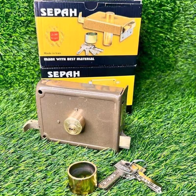 قفل درب حیاطی کامپیوتری برند سپه مغزی وزبانه کاملا برنج