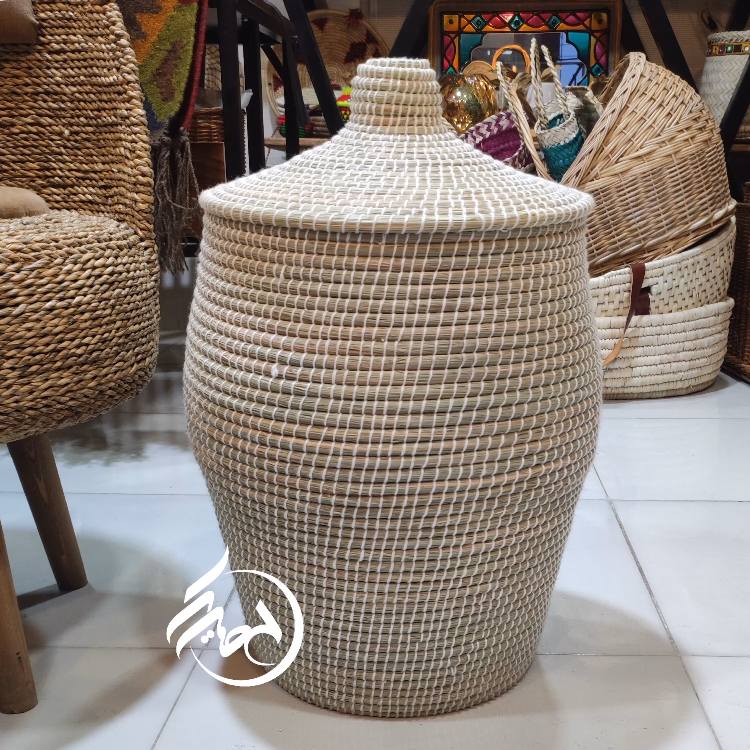 جالباسی کنار سالنی حصیری کپوبافی مدل ژورنالی  طرح خمره (پس کرایه)