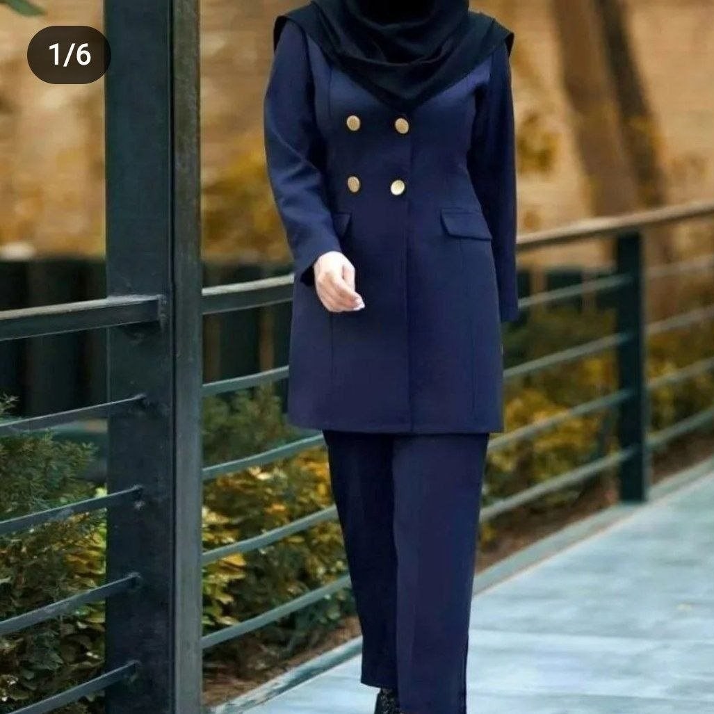 مانتو و شلوار اداری یقه انگلیسی سایز بزرگ
