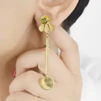 گوشواره رنگ ثابت با آویز دایره کد 7055
