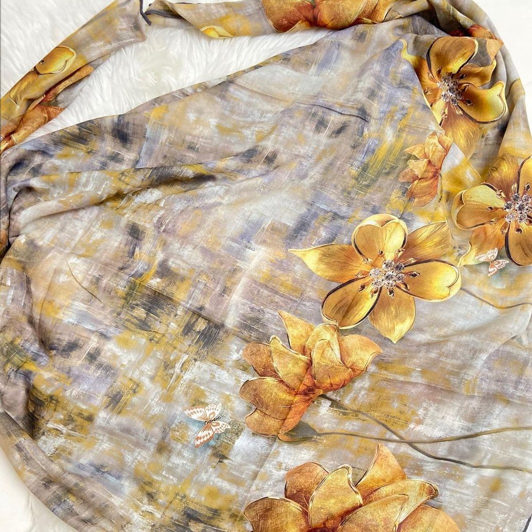 روسری گل طلایی