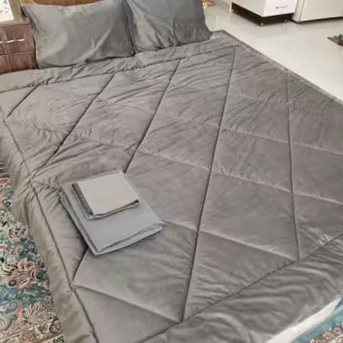 سرویس روتختی دو نفره مخمل کالیفرنیا تک‌رنگ 8 تکه
