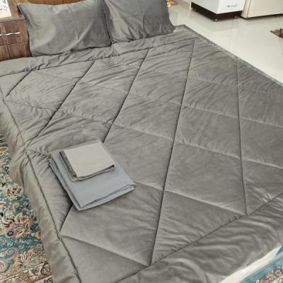 سرویس روتختی دو نفره مخمل کالیفرنیا تکرنگ 8 تکه