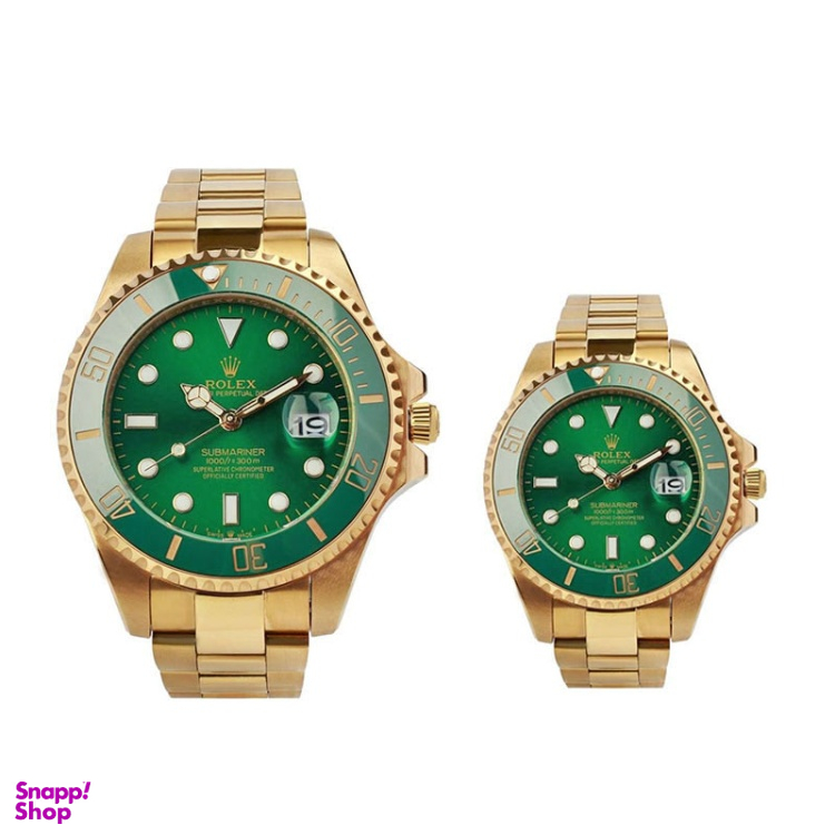 ست ساعت مچی عقربه ای زنانه و مردانه طرح رولکس مدل Submariner کد GD/GN